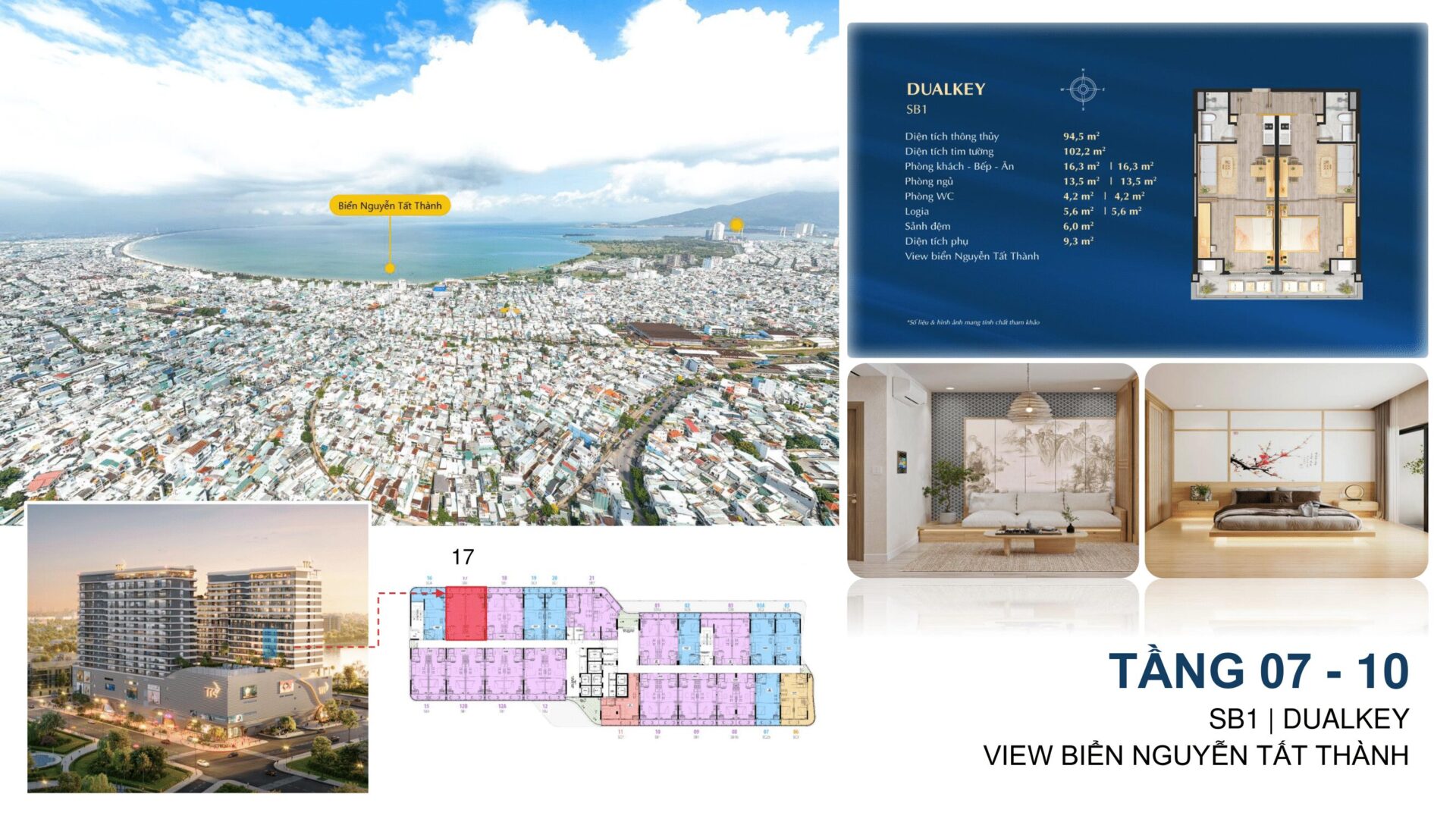TTC Plaza Đà Nẵng sở hữu tầm nhìn hướng thẳng ra biển Nguyễn Tất Thành – tuyến đường biển dài và đẹp bậc nhất thành phố, mang đến không gian sống khoáng đạt, đón trọn gió biển mỗi ngày